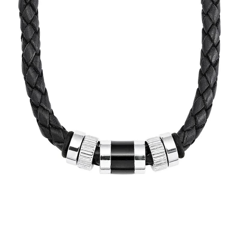 s.Oliver Jewel Herren Halskette Kette Leder Edelstahl SO688/1 - 458047