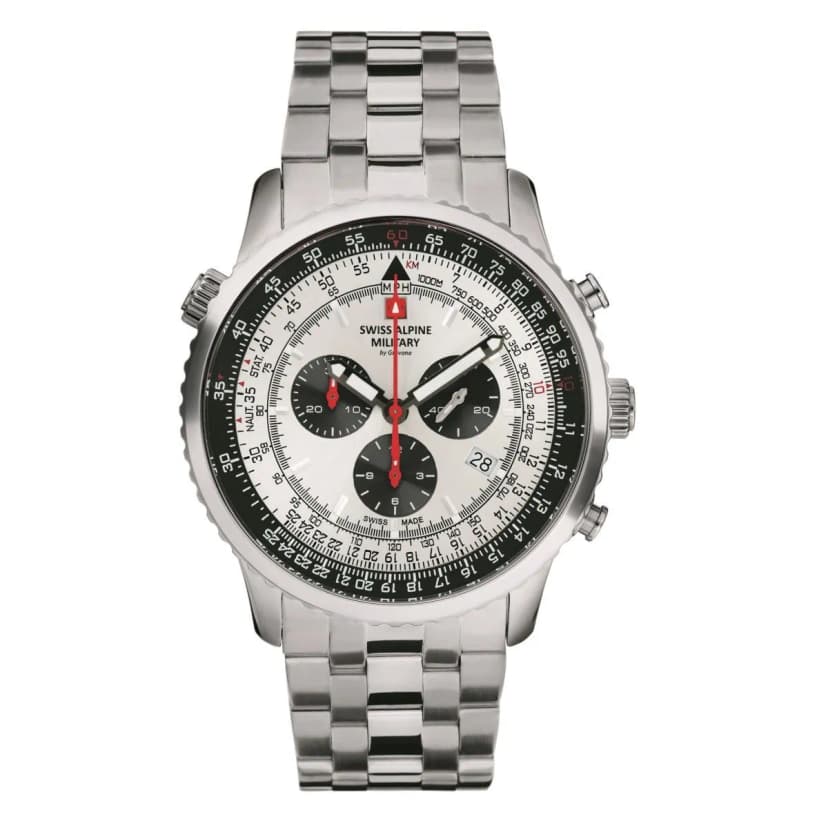 Swiss Alpine Military Herren Uhr Chronograph Analog Quarz 7078.9132SAM Edelstahl