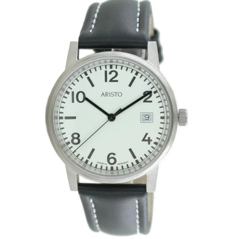 Aristo U-Boot Herren Uhr Edelstahl 3H27 Leder
