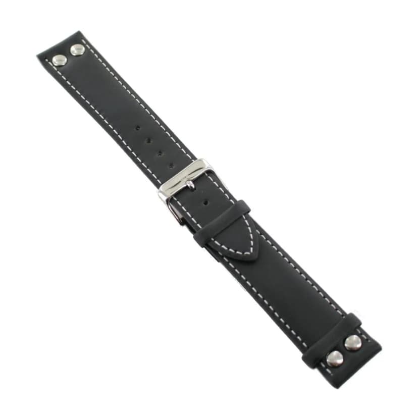 Ingersoll Ersatzband für Uhren Leder schwarz Naht Nieten Dornschließe Si 22 mm