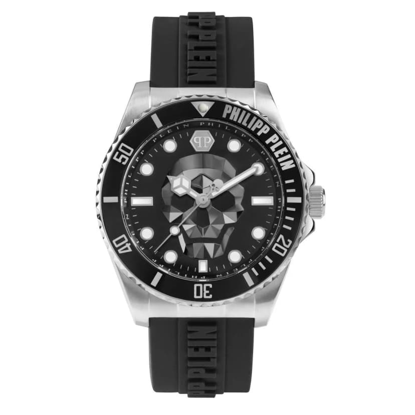 Philipp Plein Herren Uhr Analog Quarz THE $KULL DIVER PWOAA0122 Silikon
