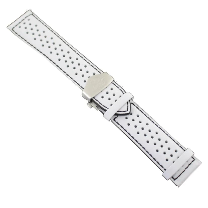 Ingersoll Ersatzband für Uhren Leder weiss Löcher Faltschl. Si 24 mm