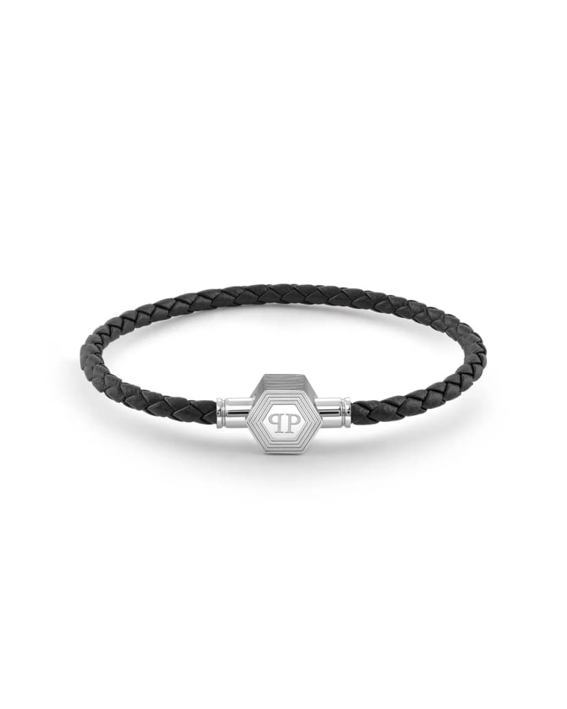 Philipp Plein Herren Armband Leder Edelstahl silber PLEIN ENIGMA S PJ6GA02BS