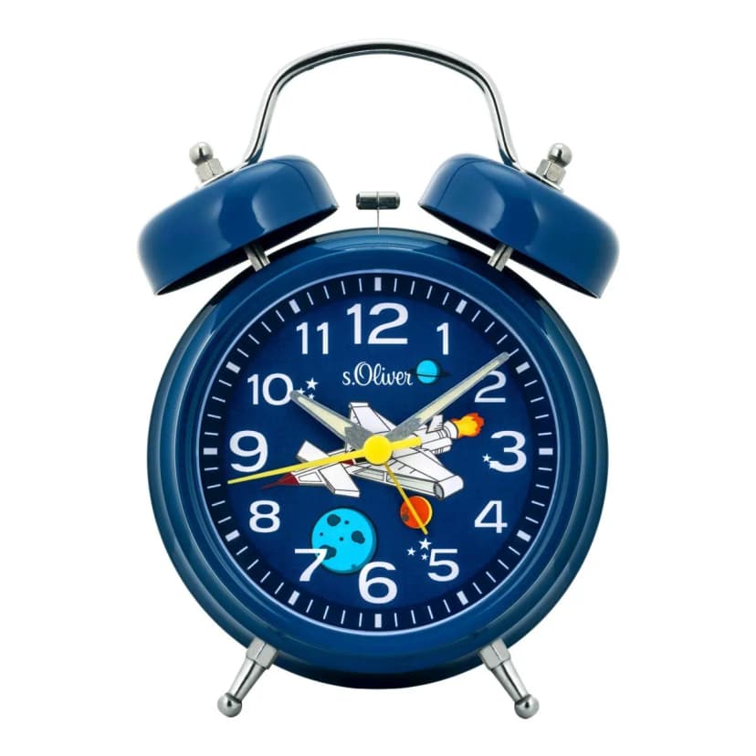 s.Oliver Wecker Analog Alarm Licht Kids Jungen Raumschiff SO-3962-CQ-1