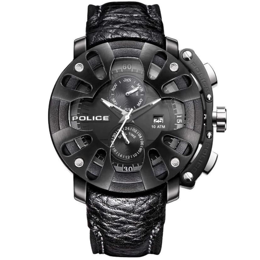 Police Herren Uhr Armbanduhr Leder Analog PROTECTOR PL.13806JSB/02B