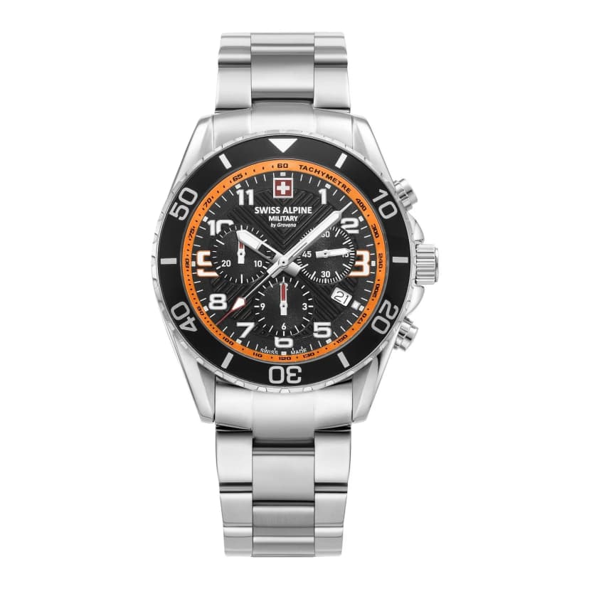 Swiss Alpine Military Herren Uhr Chronograph Analog Quarz 7029.9139SAM Edelstahl