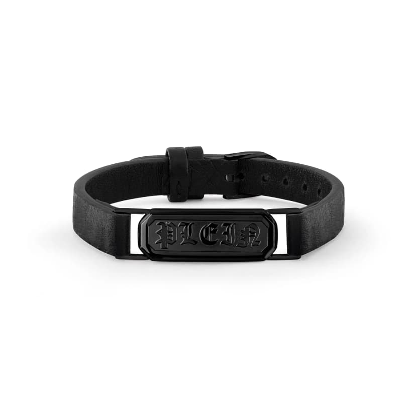 Philipp Plein Herren Armband Leder Edelstahl IP Black GOTHIC PJTEA07BU