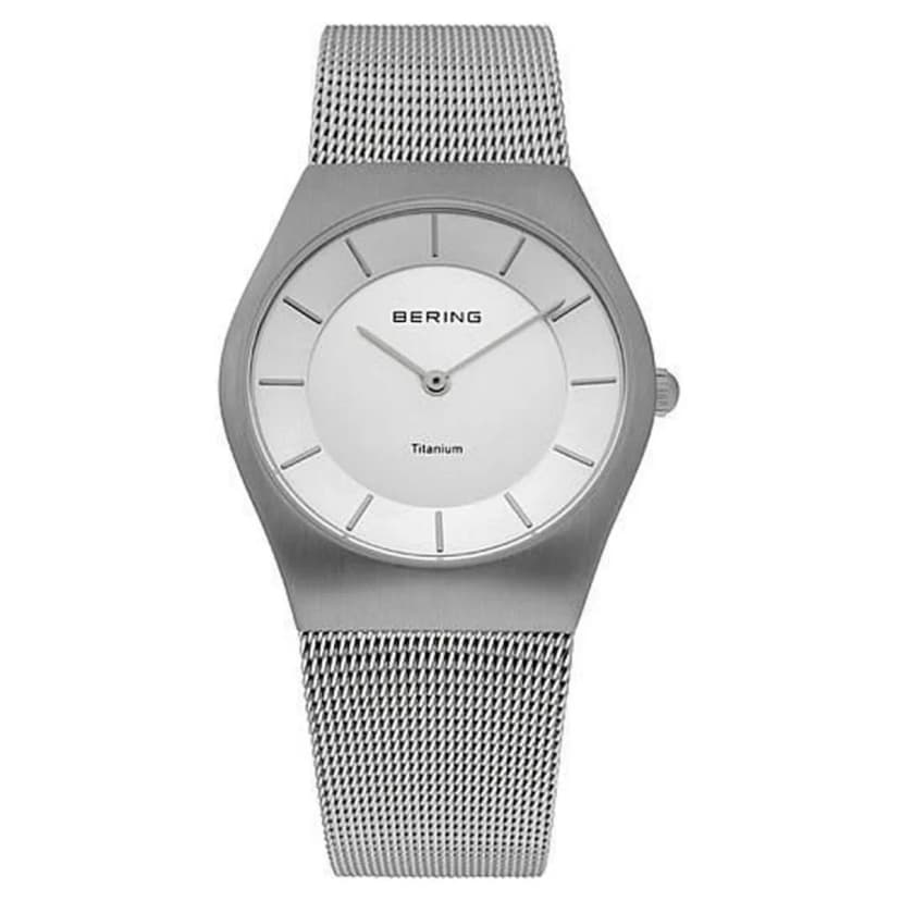 Bering Unisex Uhr Armbanduhr Titan Slim Classic - 11935-000 Meshband