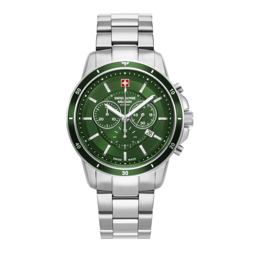 Swiss Alpine Military Herren Uhr Chronograph Analog Quarz 7089.9134SAM Edelstahl