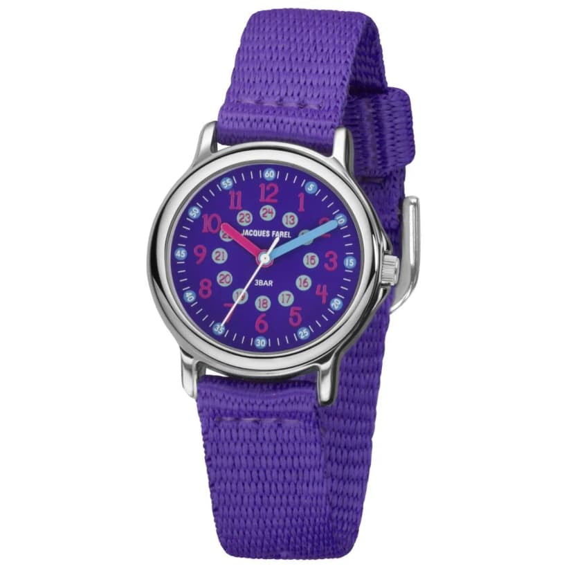 JACQUES FAREL Kinder-Armbanduhr Analog Quarz Jungen Mädchen Textilband KCF 089