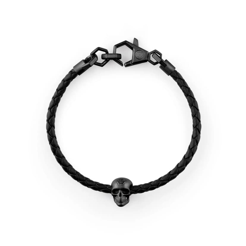 Philipp Plein Herren Armband Leder Edelstahl IP Black LINKED PJYEA15BU