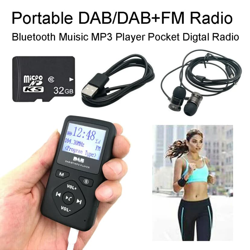 Mini Digital Audio DAB+ FM Radio Bluetooth MP3 Player mit Kopfhörer Tragbare