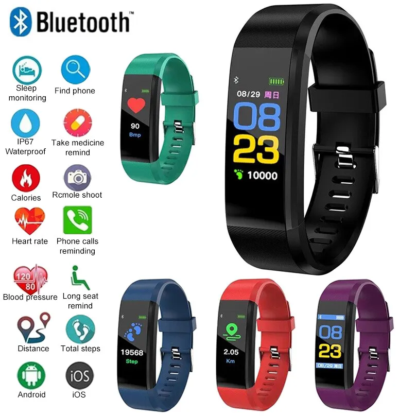 Sport Fitness Tracker ArmBanduhr Smartwatch für Kinder Fit Bit iOS Android