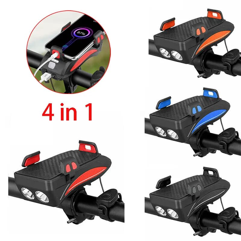Fahrrad Scheinwerfer Frontlicht Powerbank 4 in1 Lenker Handyhalterung Fahrrad