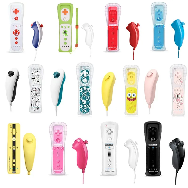 Für Ninetend Wii Wii U 2in1 Remote Controller Motion Plus Fernbedienung+Nunchuc