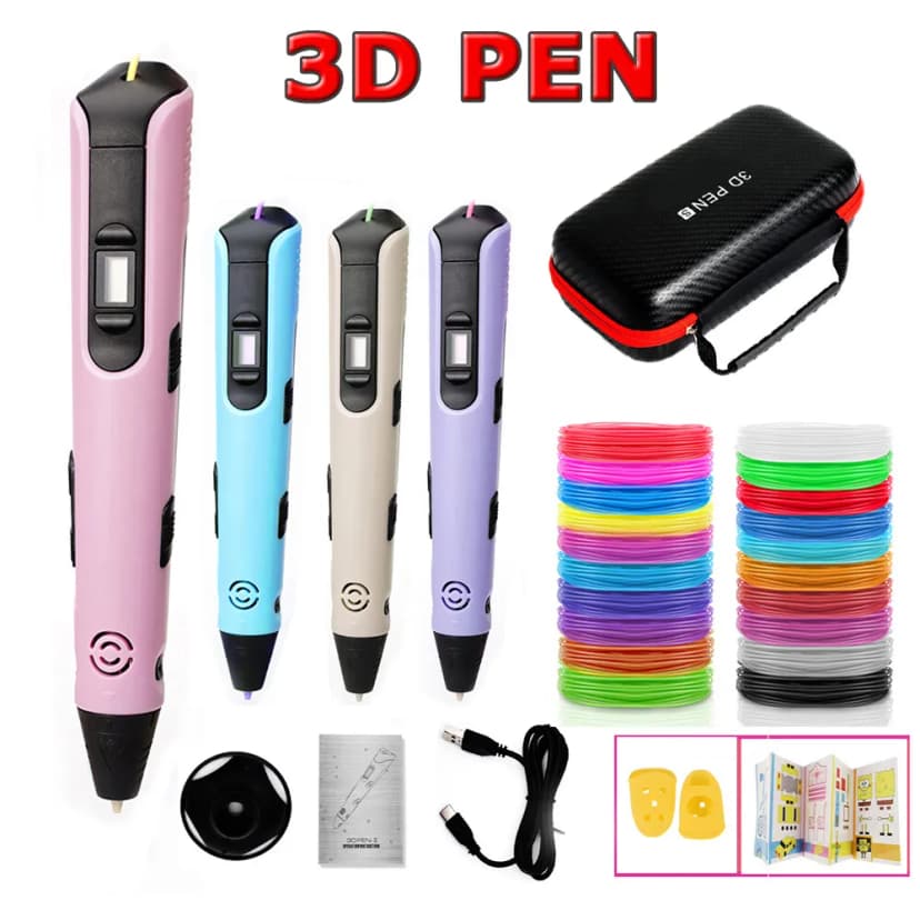 Neu Kinder DIY 3D Druckstift mit PLA Filament+Tasche Set Geburtstag Geschenk