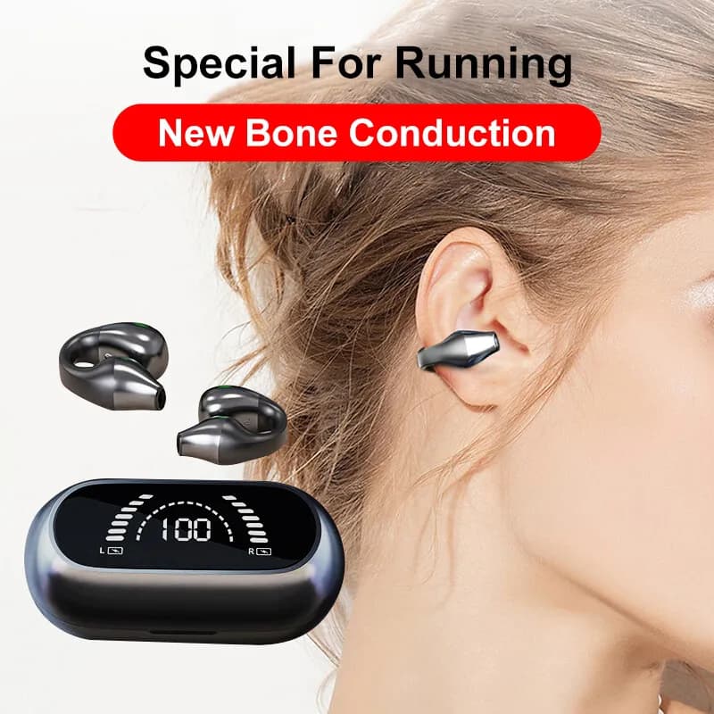Bluetooth 5.2 Wireless Knochenleitung Kopfhörer Sport Headsets Ohrhaken mit Mic