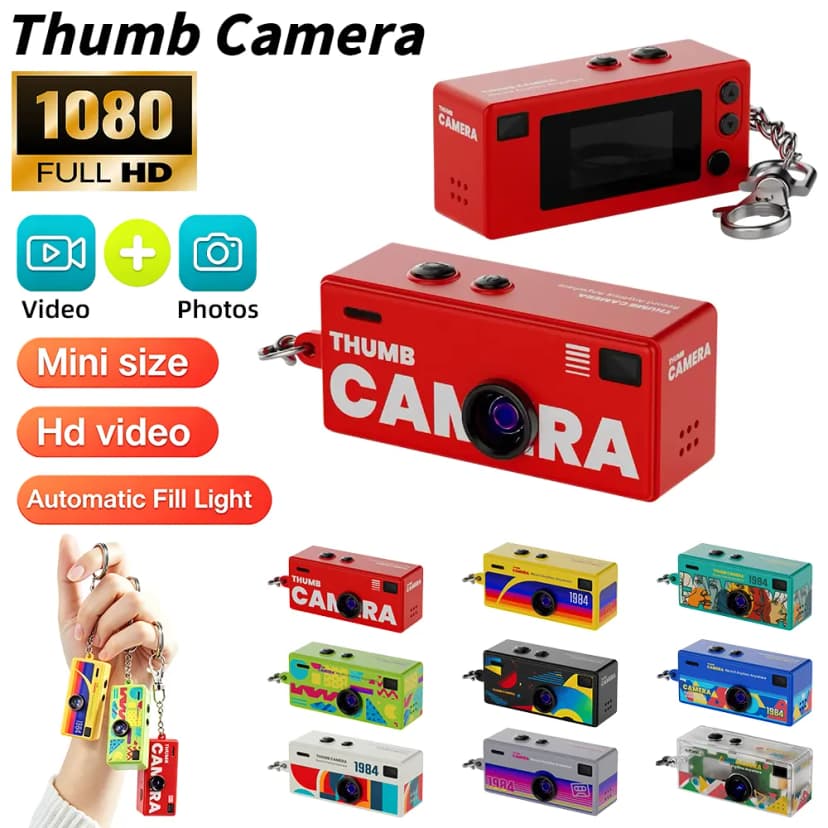 1080p Mini Digitalkamera 0,96 Zoll Retro Daumenkamera mit Fülllicht Camcorder