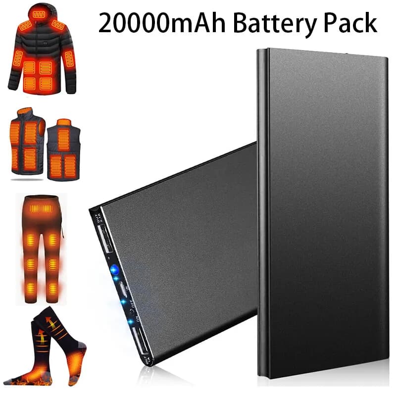 20000mAh Dual USB 5V/2A Powerbank Akku für Beheizte Weste Jacke Hosen Socken