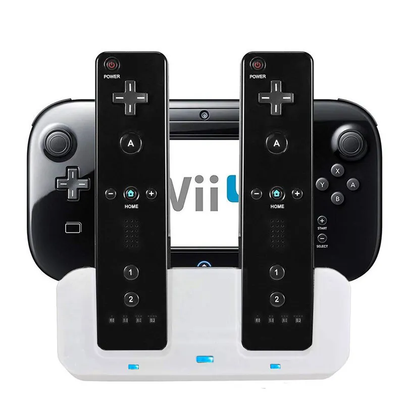 Dual Ladegerät Ladestation+2 Batterie für Wii Wii U Akku Fernbedienung Gamepad