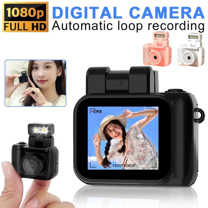 Tragbare Mini DigitalKamera HD 1080P Kompakt Videorekorder mit lampe Ladestation