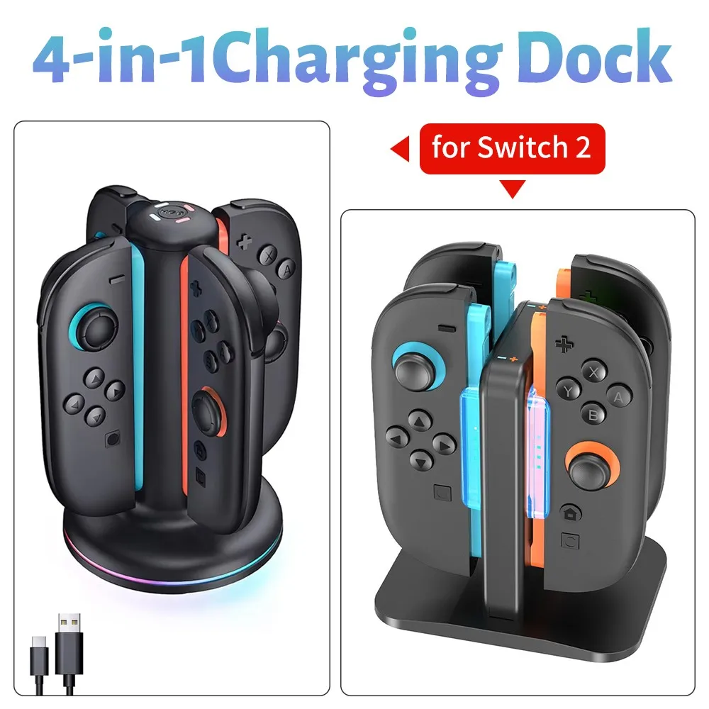 4in1 Magnetische Ladestation für Switch 2 Joy-Con Controller Halterung Ladegerät