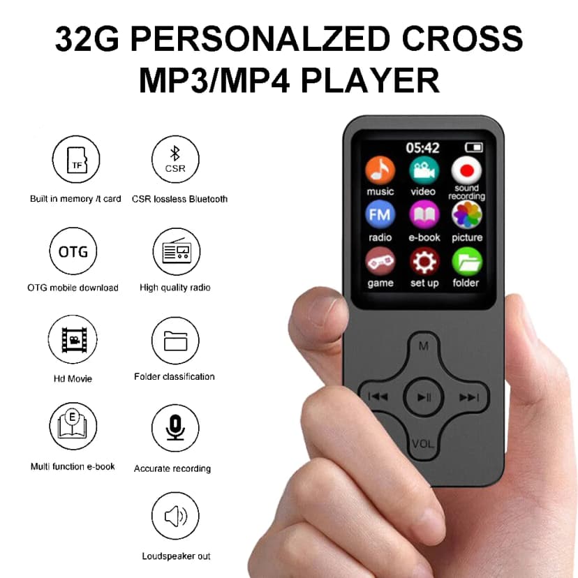 Tragbar 32GB MP4/MP3 Player Lossless Musikspieler Bluetooth FM Radio Recorder
