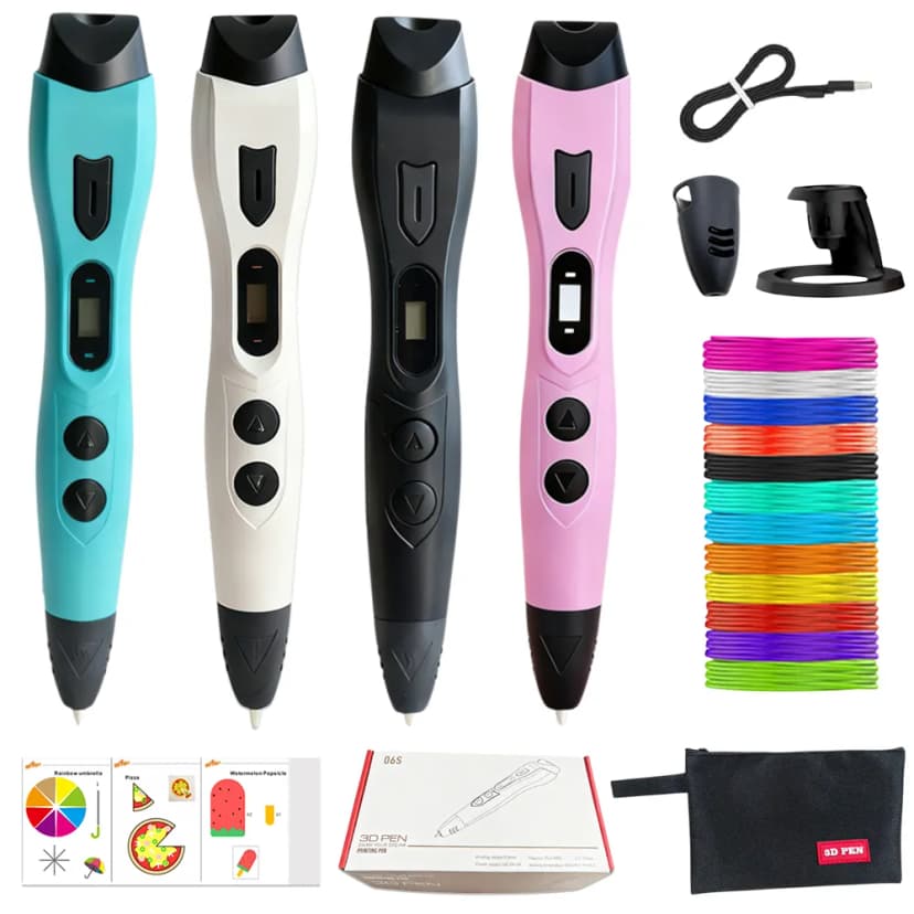 Kinder 3D Druckstift LCD Display mit 24/50/100m PLA Filament Set DIY Geschenk
