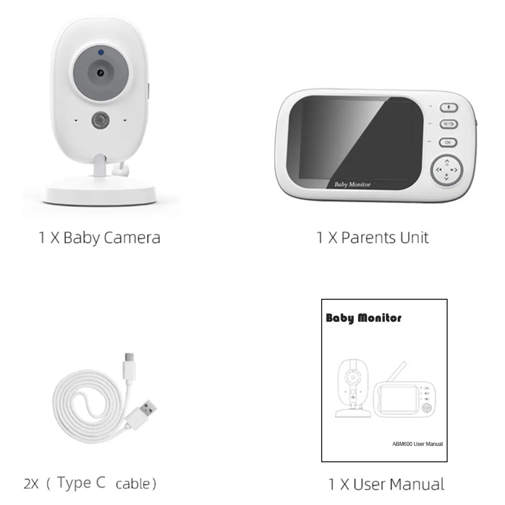 2,4 GHz 3,5 Zoll Video Babyphone Zwei Wege Audio Nachtsicht Überwachungskamera