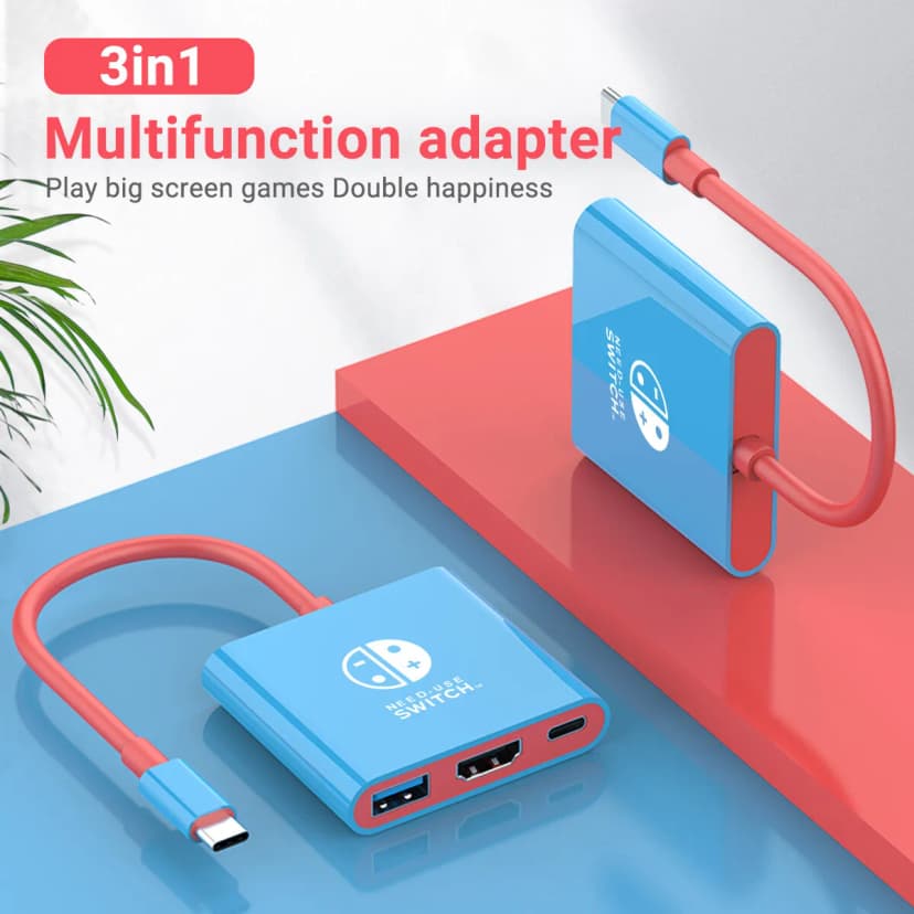3 in1 Für Nintendo Switch Docking Station TYPE-C Hub mit HDMI USB 3.0 Tragbar