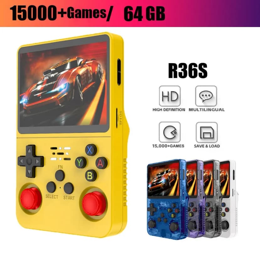 15000+Spiele R36S Handheld Videospielkonsole 3.5Zoll Bildschirm 64G Linux System