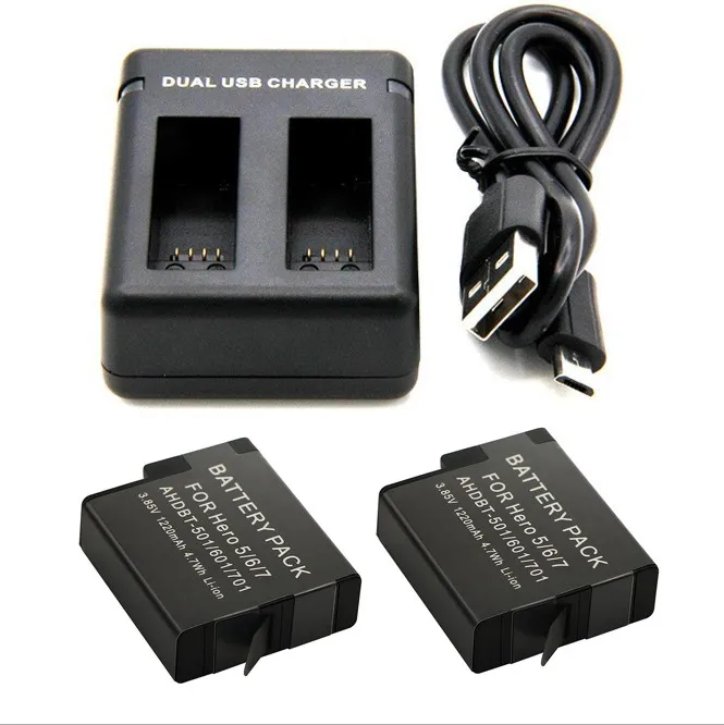 2000mAh Action kamera Ladegerät für GoPro Hero 5 6 7 AHDBT 501 701 801