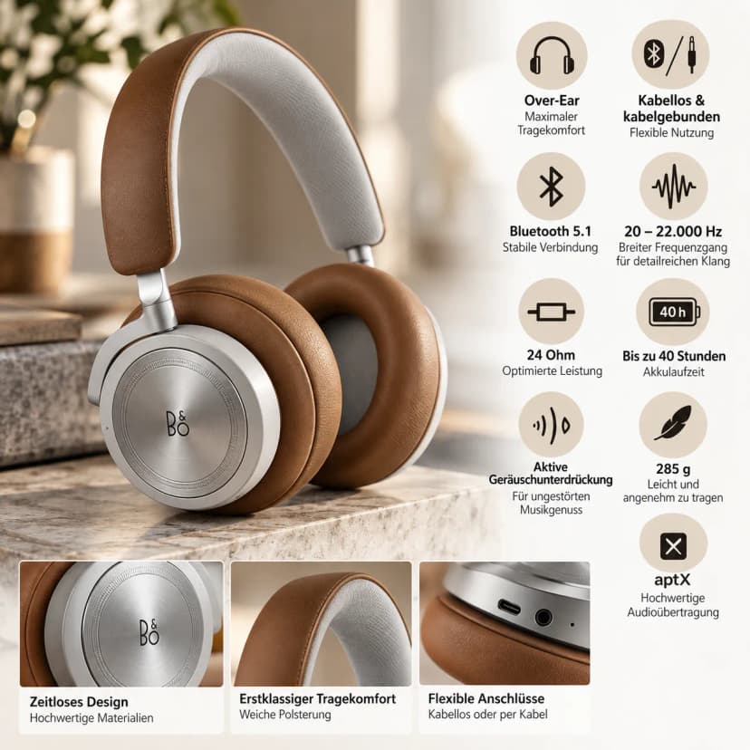 Bang & Olufsen Beoplay HX Timber 22.000 Hz 24 Ohm 40 h Akkulaufzeit NEU OVP