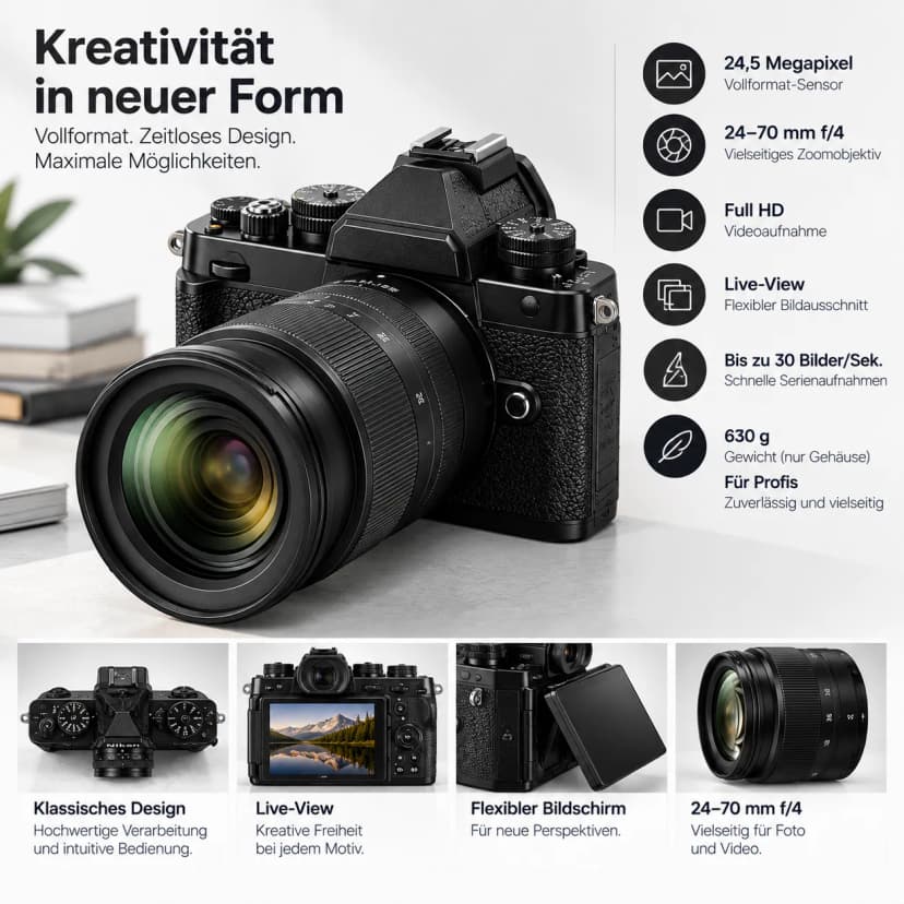 Nikon Z6 III Z 6III Kit 24-105 mm Vollformat 24,5 Megapixel Full HD