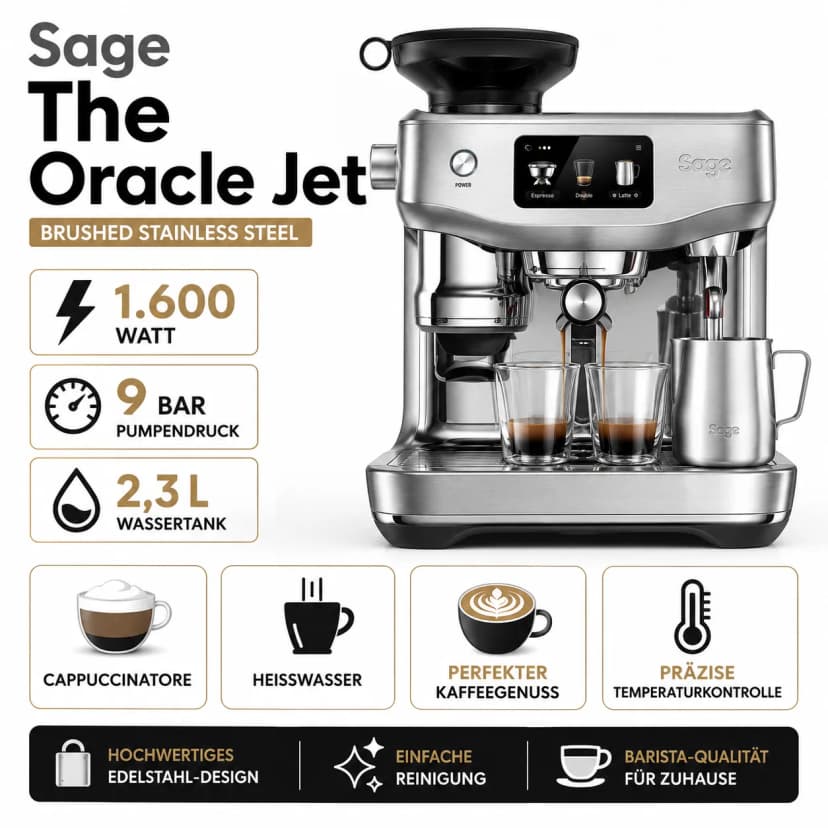 SAGE SES985BSS4EEU1 the Oracle Jet Espressomaschine Gebürstetes Edelstahlgrau