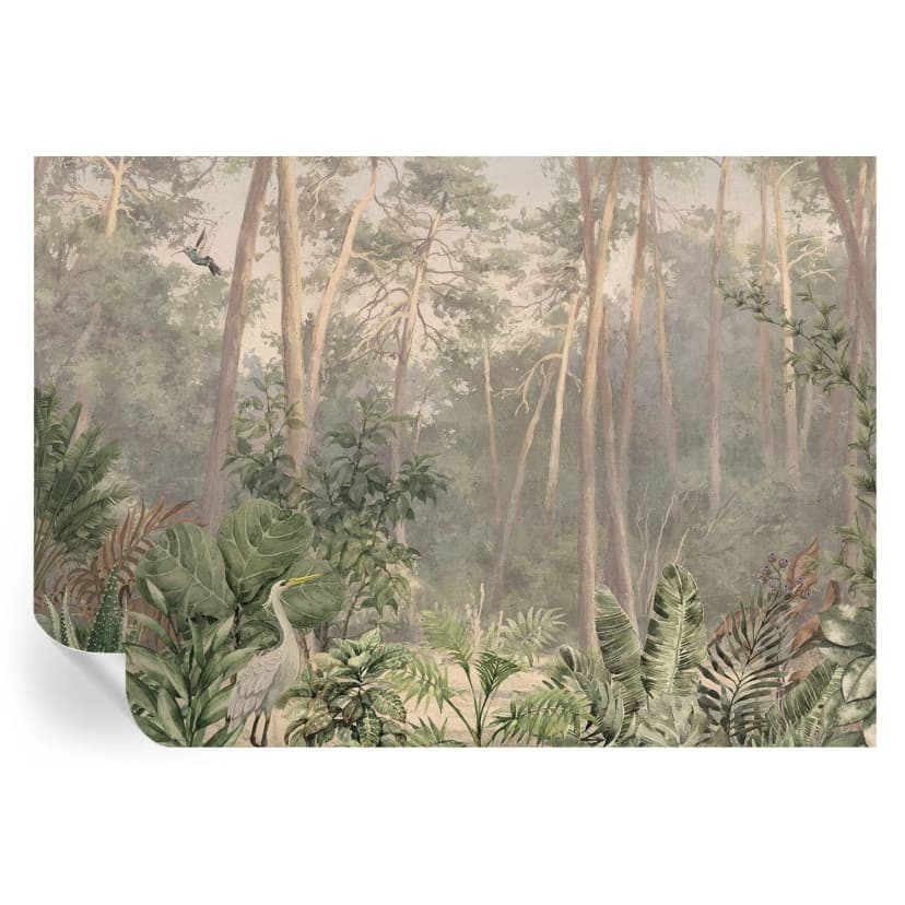 Selbstklebende Wanddeko Wandtapete Tropischer Wald, Pastellfarbenes Naturthema