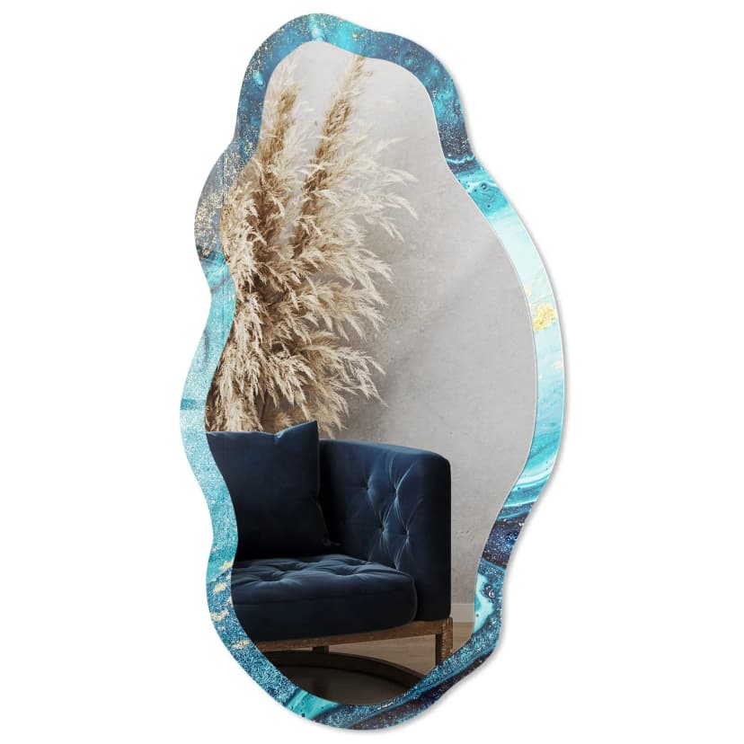 Ganzkörperspiegel Schlafzimmer Flur Wandmontage Motivrand Abstrakte Welle