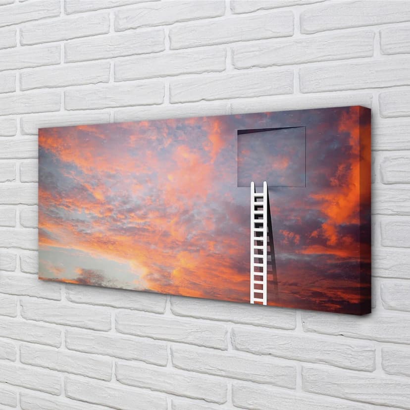 Tulup Leinwandbild 100x50 Wandkunst Leiter Sonnenuntergang Himmel