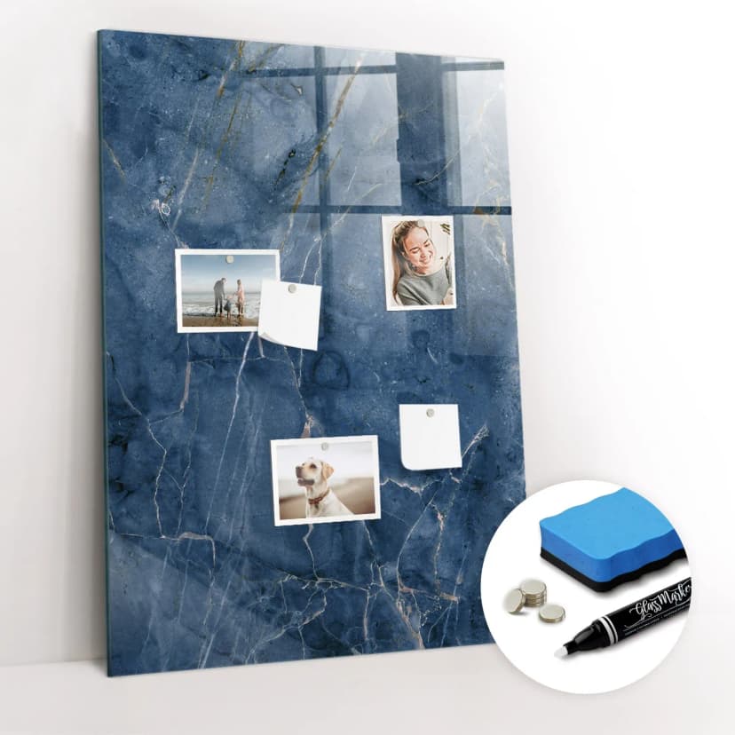 Magnetwand Glas mit Marker Schwamm Magneten Dekorativer Marmor 70x100 cm