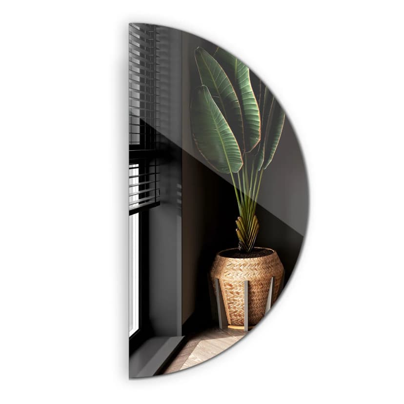 Wohnzimmer Halbkreisförmiger Spiegel Dekoration Glas Wandspiegel 90 cm