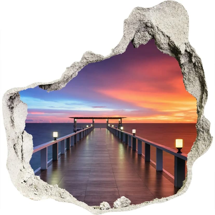3D Effekt Tapete Wandbilder XXL Selbstklebende 100x100 cm Landschaft Hölzerne Mo
