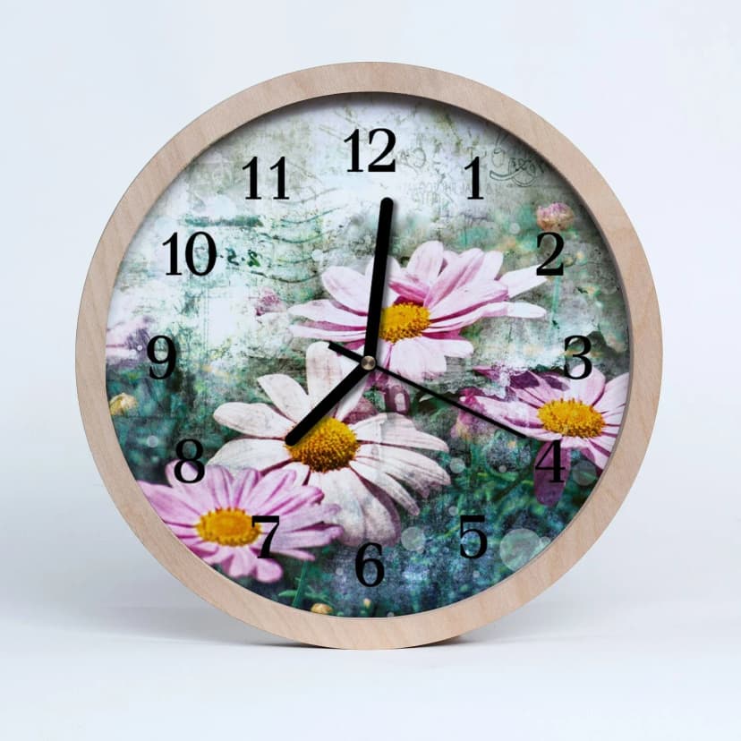Tulup Holzuhr 20fi cm Wanduhr Küchenuhr - Blumen