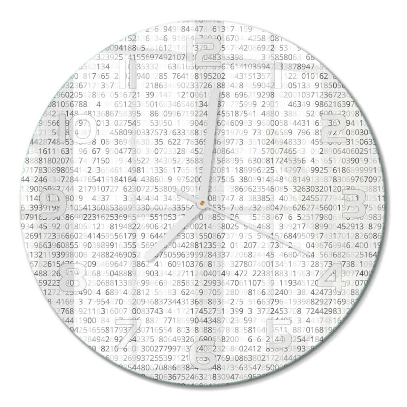 Runde Dekorative Wanduhr aus Gehärtetem Glas Binärcode Weiße Zeiger fi30 cm