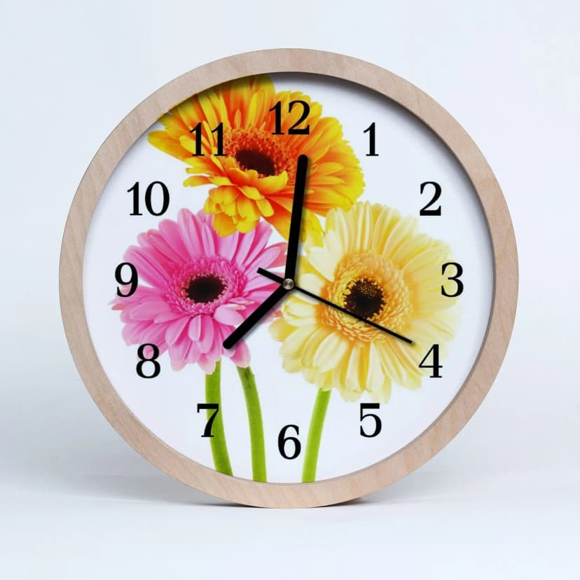 Tulup Holzuhr 30fi cm Wanduhr Küchenuhr - Blumen Blumen