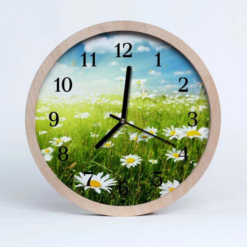 Tulup Holzuhr 20fi cm Wanduhr Küchenuhr - Gänseblümchen Blumen