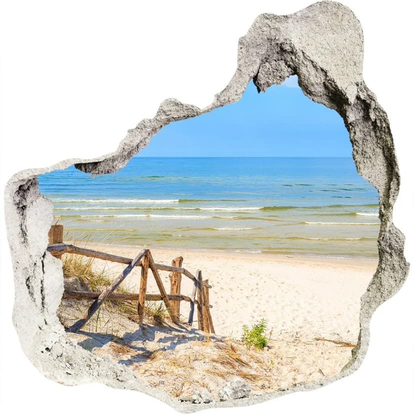 Tapete Wandbilder XXL Klebefolie 3D Optik Loch 100x100 cm Eingang zum Strand