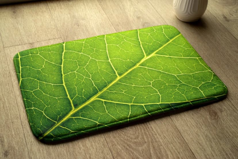 Badezimmerteppich Antirutsch Badvorleger mit Motiv Saugstark Design Blatt 90x60