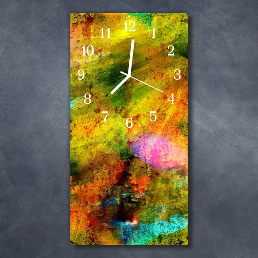 Tulup Glasuhr Wanduhr Küchenuhr Echt-Glas 30x60 Chaos Mehrfarbig