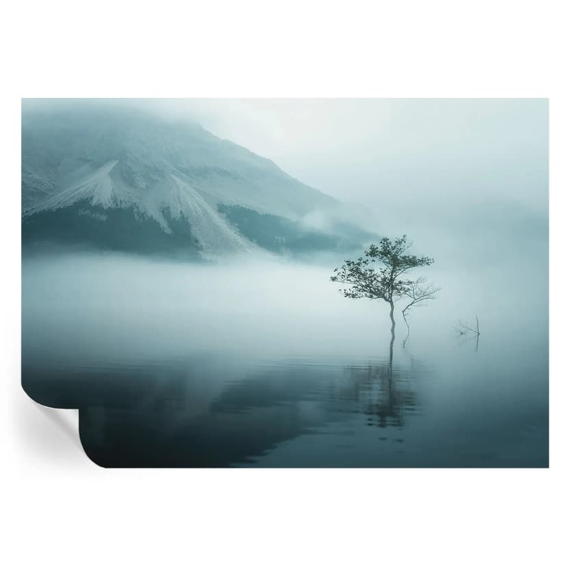 Große Selbstklebende Fototapete Wanddeko Ein Einsamer Baum Im Morgennebel