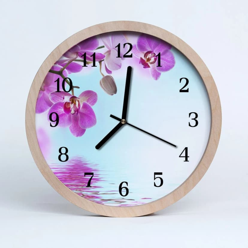 Tulup Holzuhr 25fi cm Wanduhr Küchenuhr - Orchidee Blumen